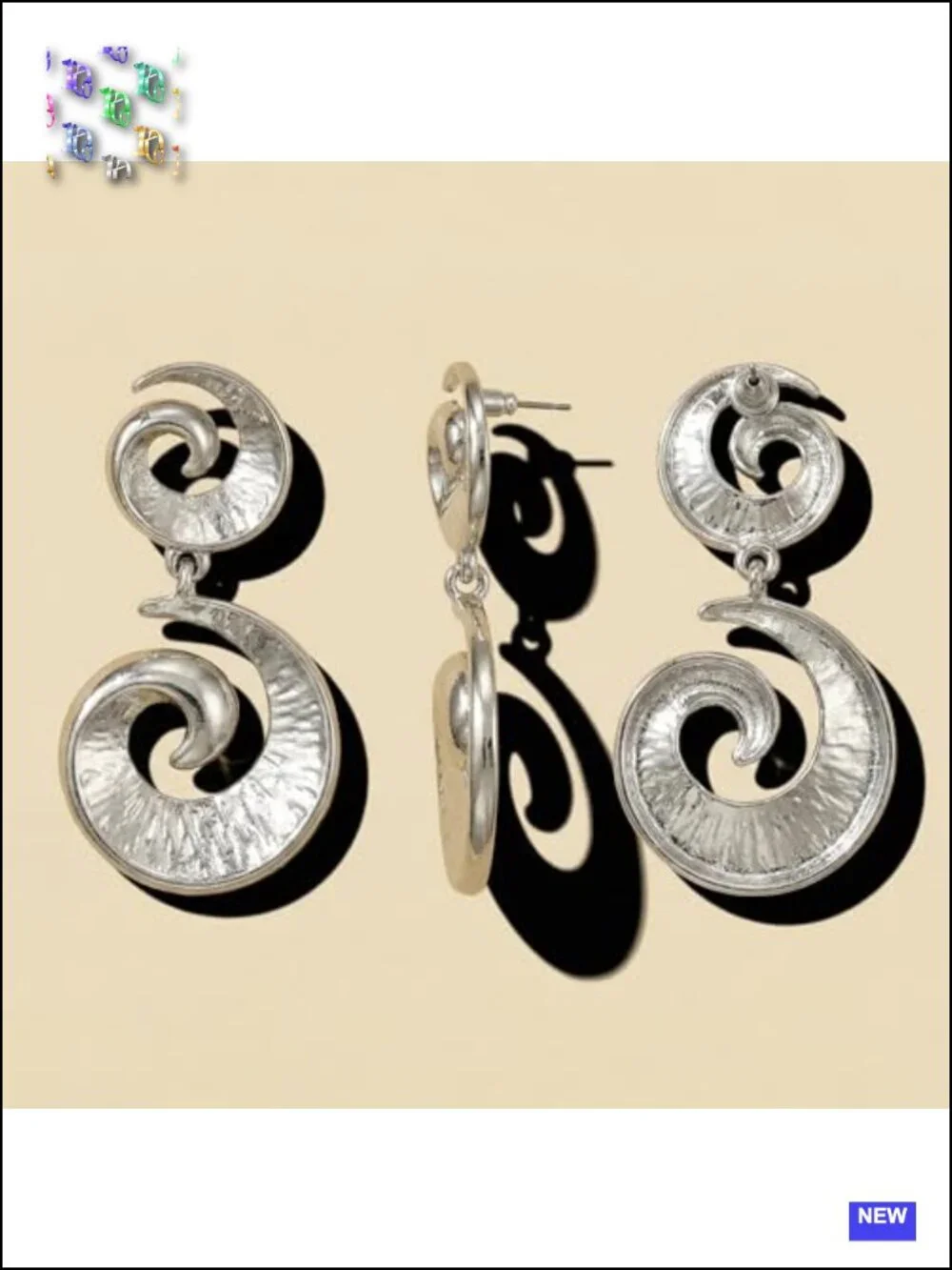Layered Spiral Dangle Earrings, Chunky Geometric Swirl Statement Jewelry